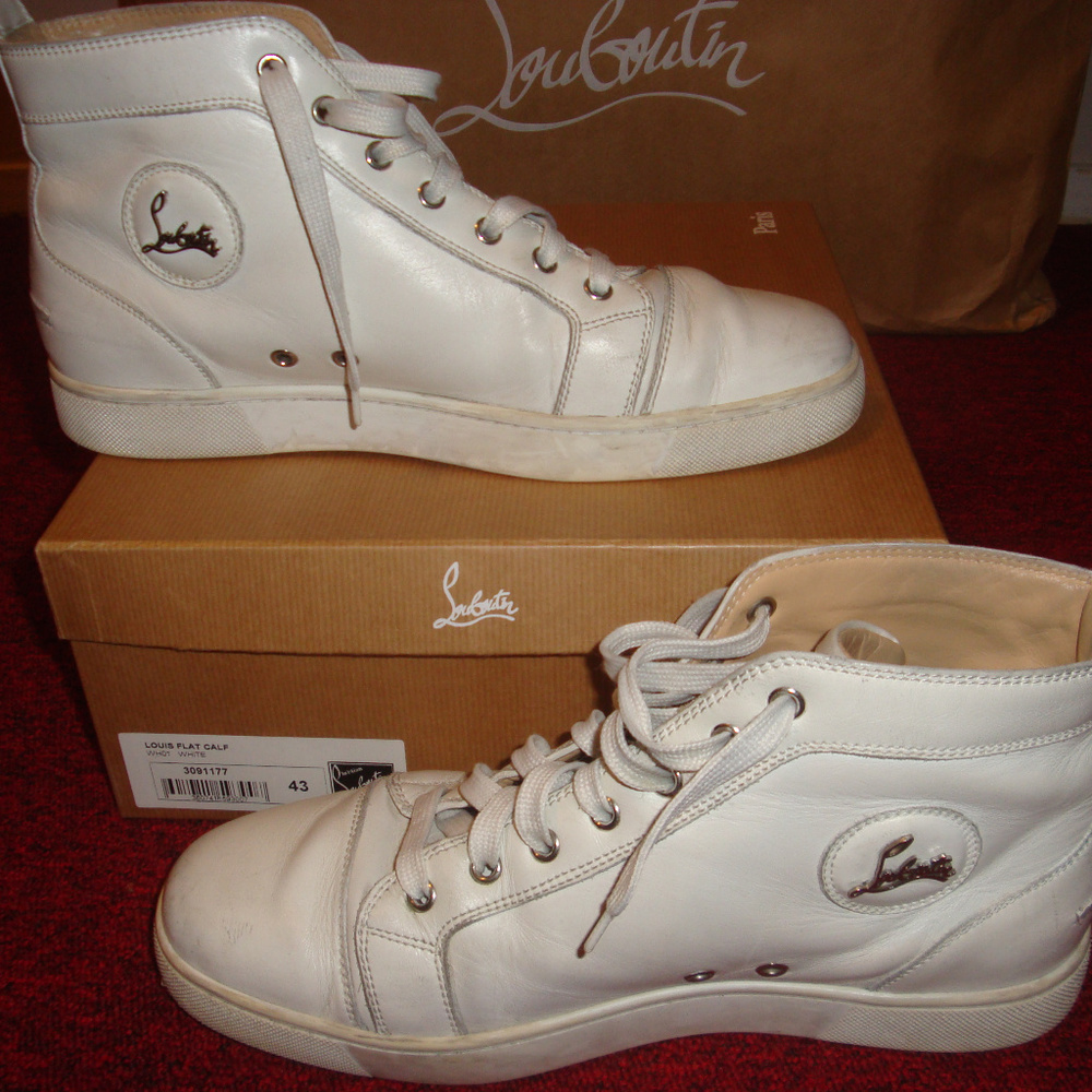 Christian Louboutin Mens High Sneakers Sz 43 White